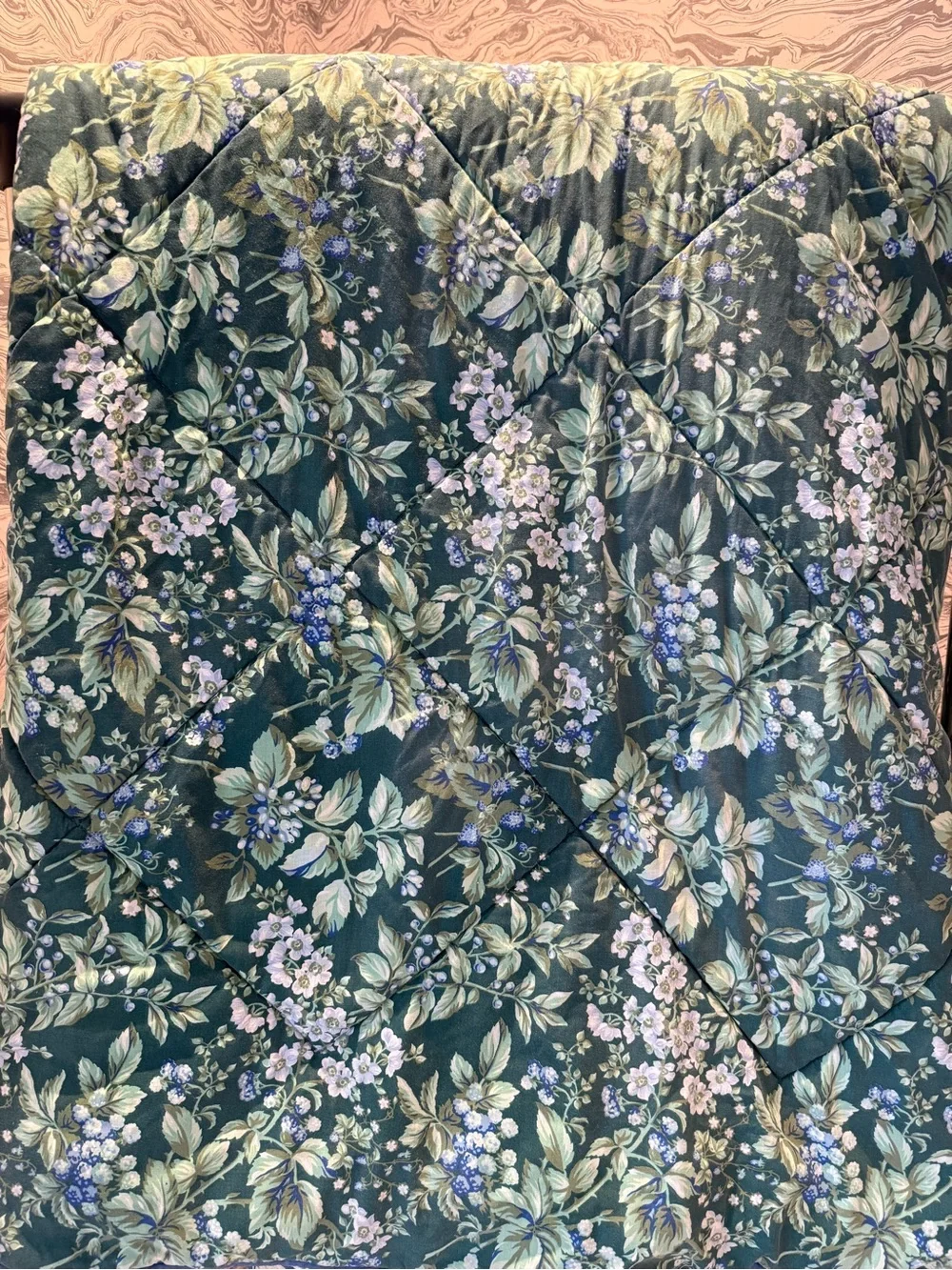 Laura Ashley Green Floral Quilted Double-sided Comforter